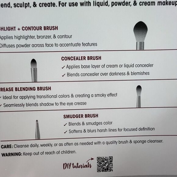 New In Box Japanese QUE 9 Pc Brush Set Full Face Make Up Set Professional Makeup - Picture 6 of 12